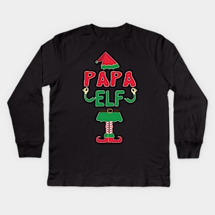 Funny Christmas Papa Elf Matching Family Apparel Kids Long Sleeve T-Shirt